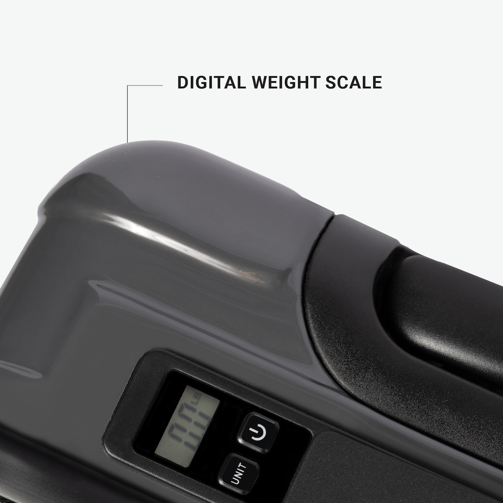 Hotel Collection Carry-On Luggage with built-in digital weight scale to help you avoid overweight baggage fees and travel stress-free.