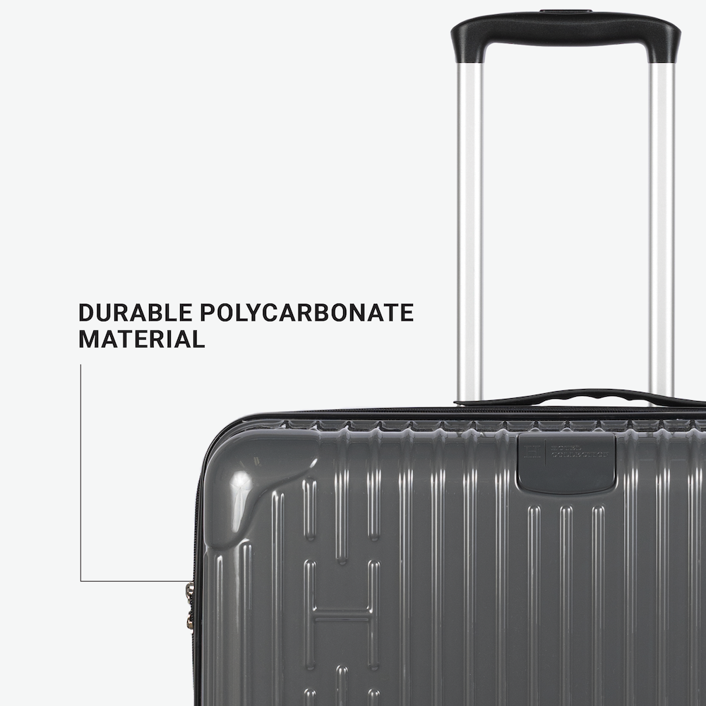 Hotel Collection Carry-On Luggage crafted from durable polycarbonate material for long-lasting strength and impact resistance during travel.