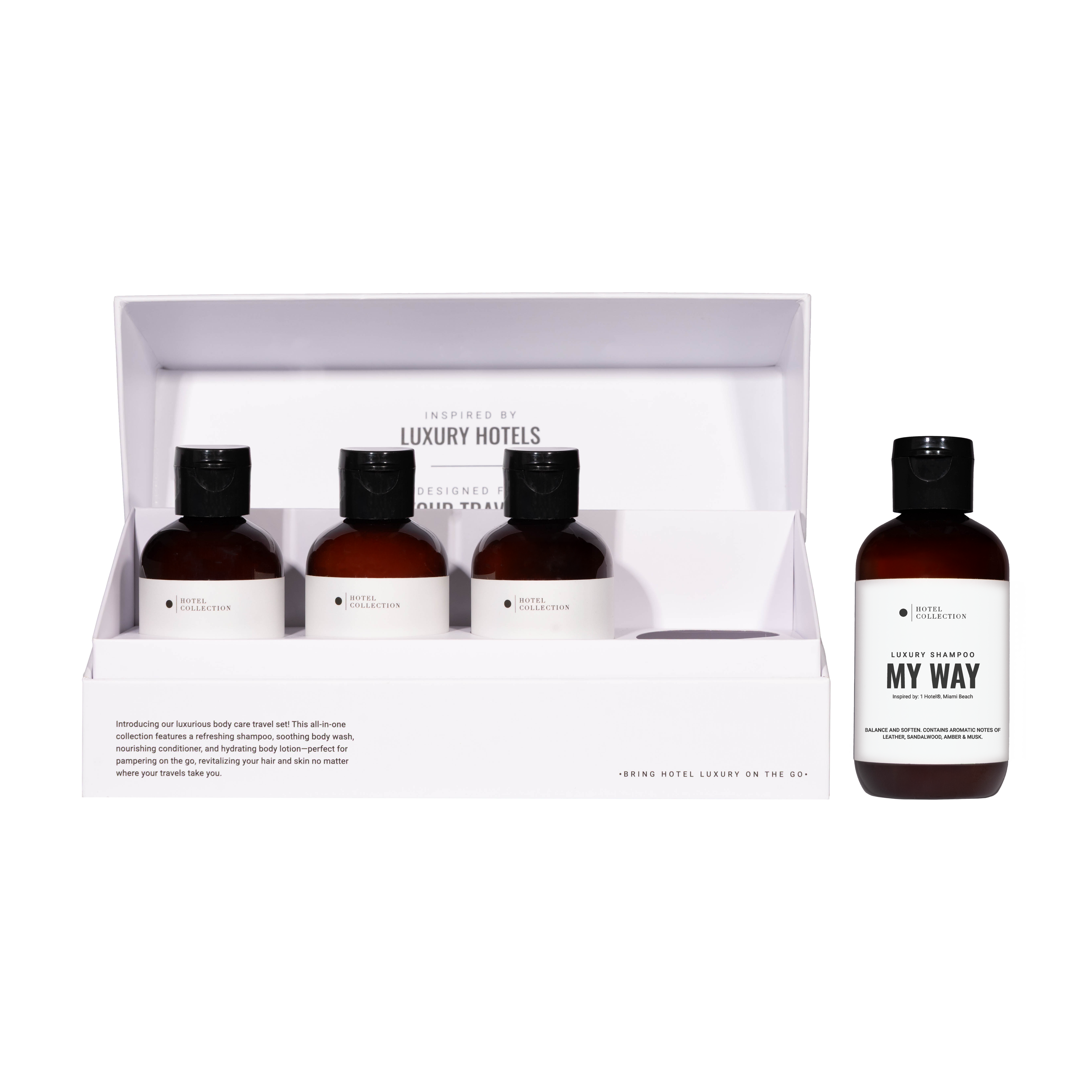 Hotel Collection – Luxury Hotel-Inspired Travel Set | 100mL Shampoo, Conditioner, Body Wash & Lotion