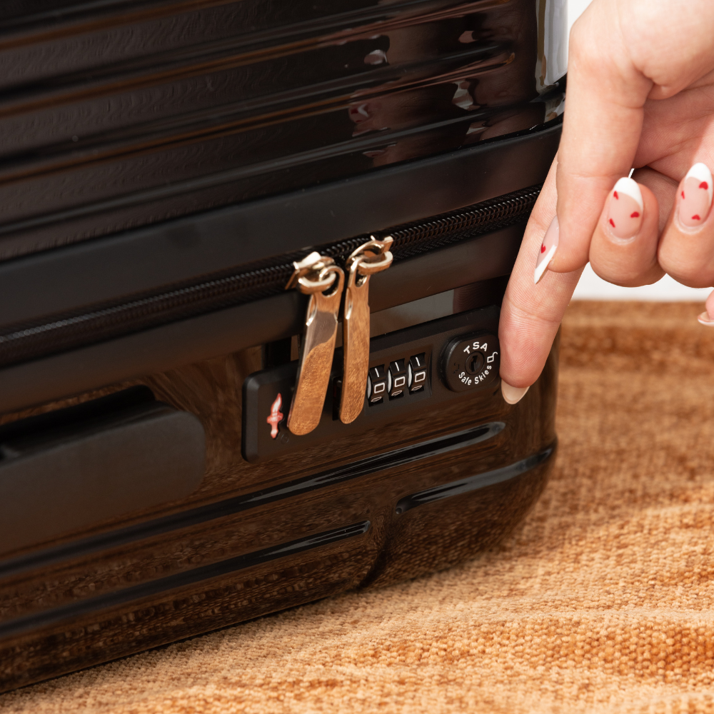 Luggage bundle set featuring a sleek Carry-On and Check-In suitcase, equipped with a portable USB charger, built-in digital scale, GPS tracker, and TSA-approved locks—designed for secure, stylish, and worry-free travel.