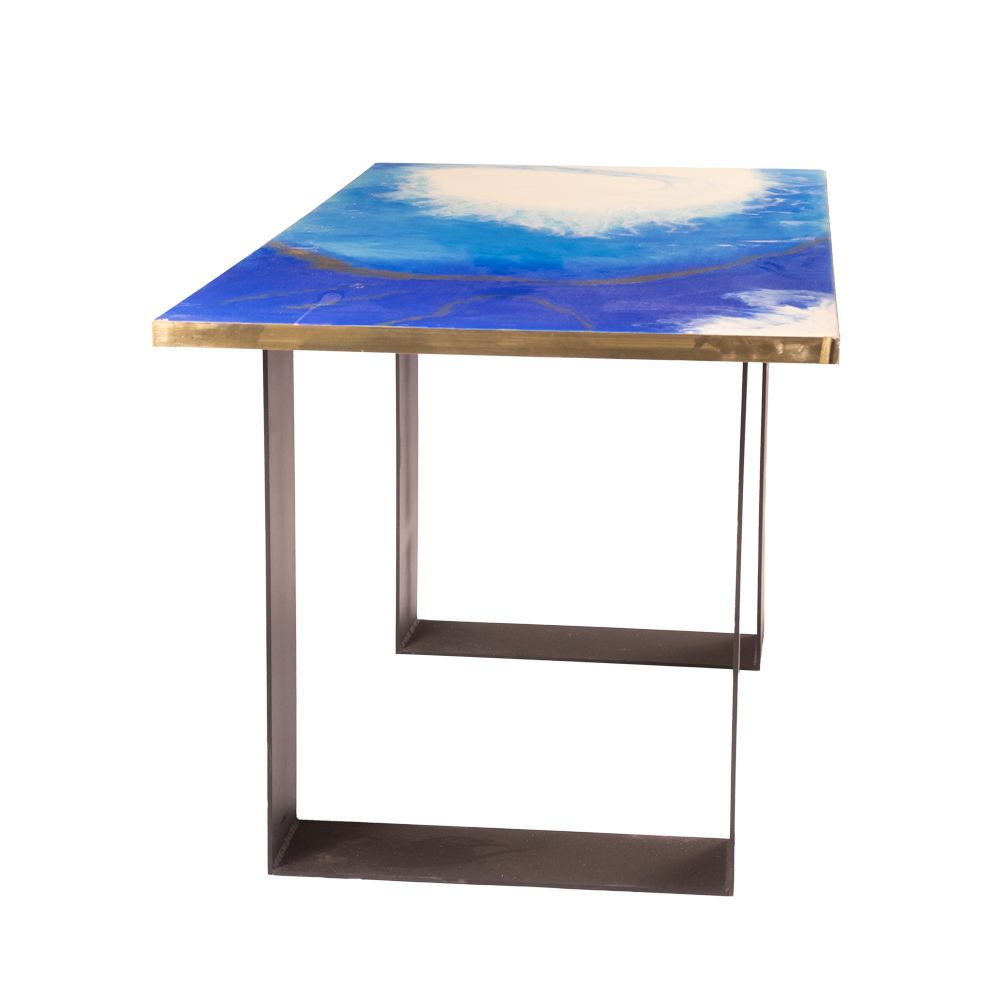 Marmurowy Stół Z Żywicy W Kolorze Niebieskim