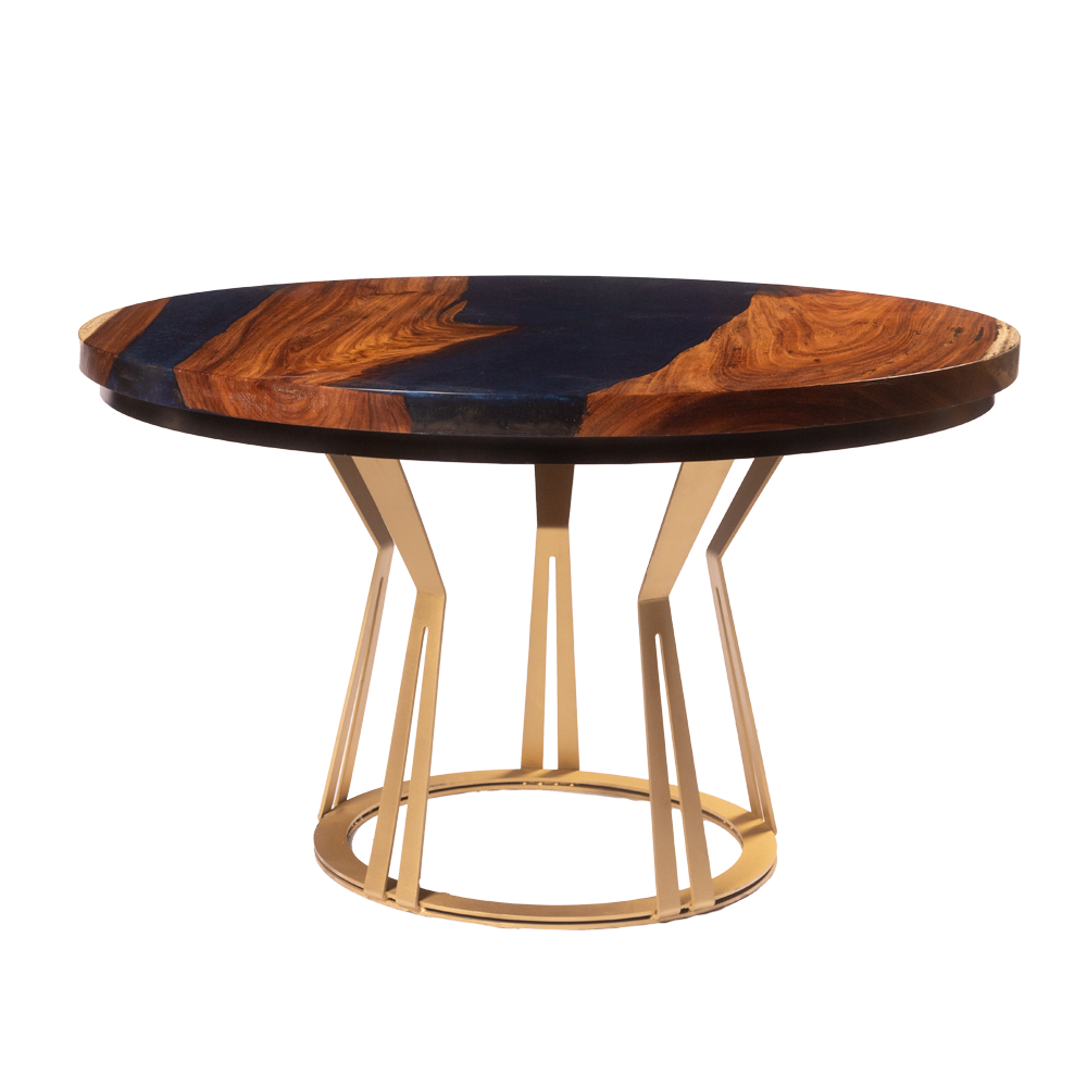 パロタ ダークパールブルー樹脂製円形ダイニングテーブル