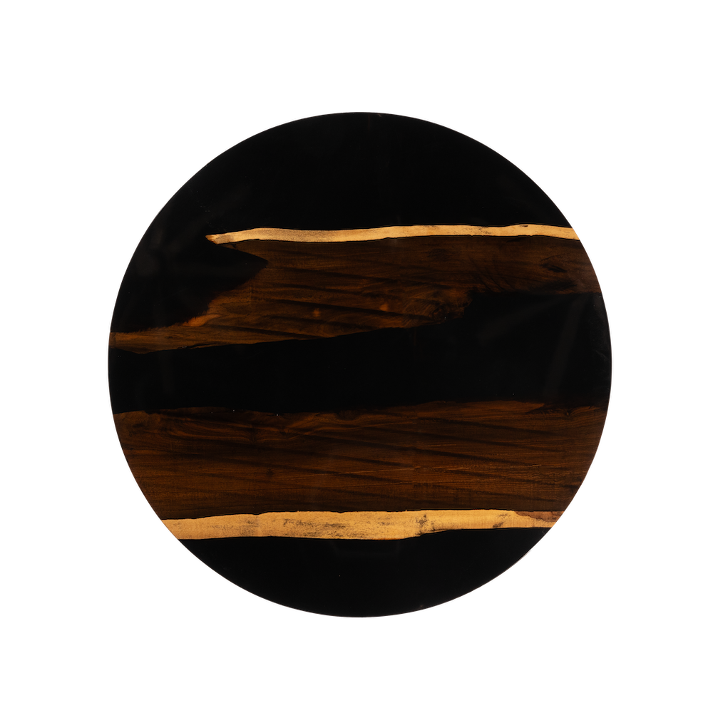 Rose Wood Black Resin Circular