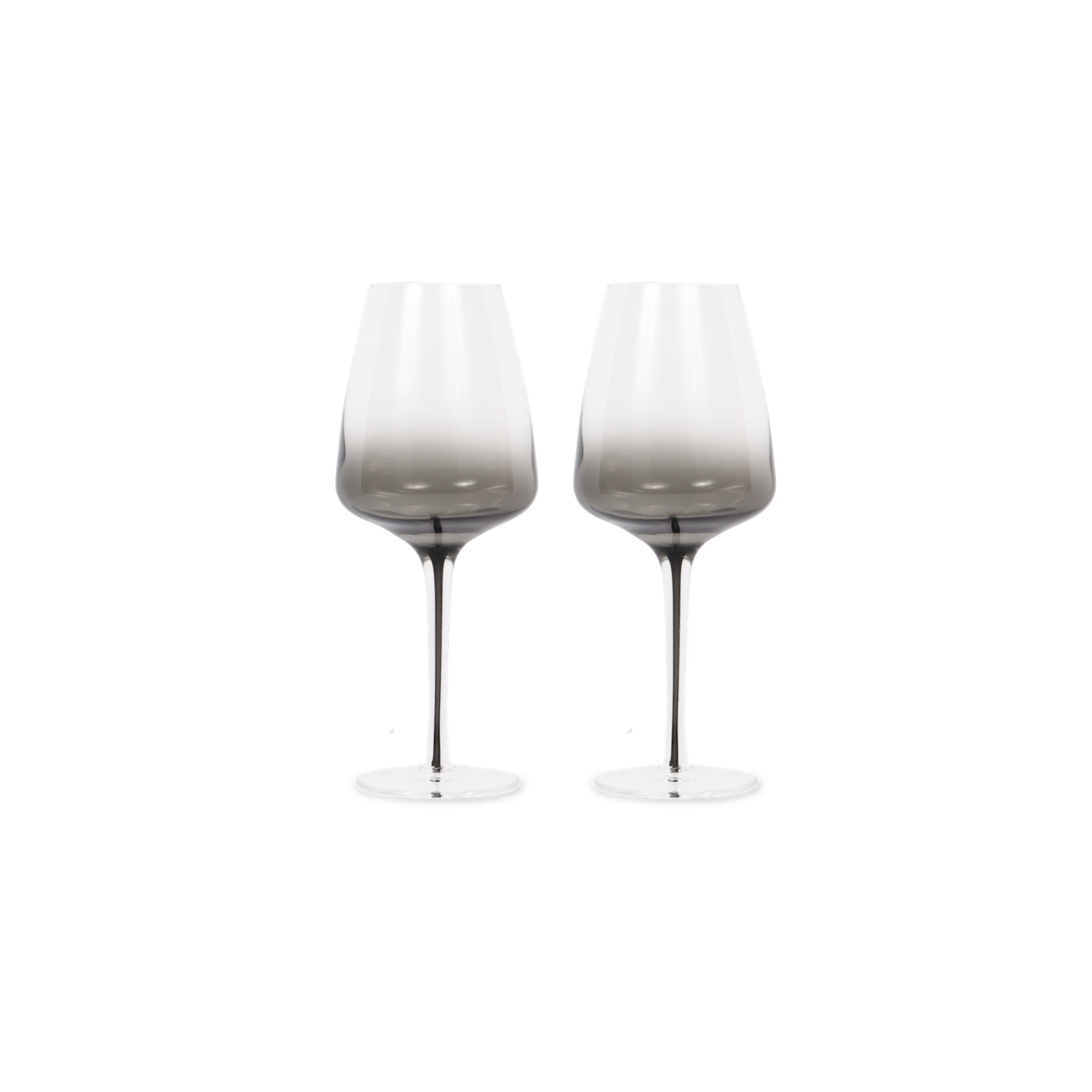 ダークスモークステム白ワイングラス(2個セット)
